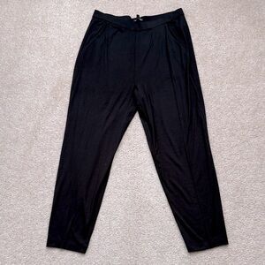 Eileen Fisher High Rise Jersey Knit Skinny Black Wash Pants Size Petite Large
